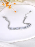 Stainless Steel Cubic Zirconia Tennis Double Chain Bracelet for Women