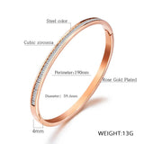 Rose CZ Cuff Bangle Bracelet Stainless Steel Jewelry Gift