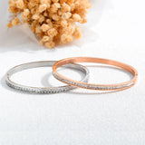 Rose CZ Cuff Bangle Bracelet Stainless Steel Jewelry Gift