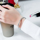 Rose CZ Cuff Bangle Bracelet Stainless Steel Jewelry Gift