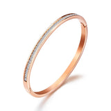 Rose CZ Cuff Bangle Bracelet Stainless Steel Jewelry Gift