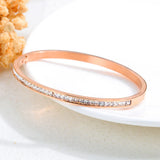 Rose CZ Cuff Bangle Bracelet Stainless Steel Jewelry Gift