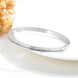 Rose CZ Cuff Bangle Bracelet Stainless Steel Jewelry Gift