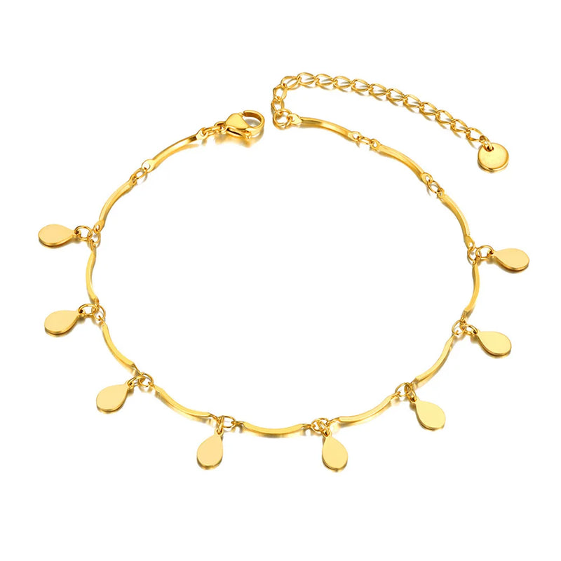 Water Drop Charm Anklet Foot Jewelry Beach Chain Link Anklets