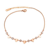 Bohemia Beach Chain Anklet CZ Crystal & Heart Charm VA19043