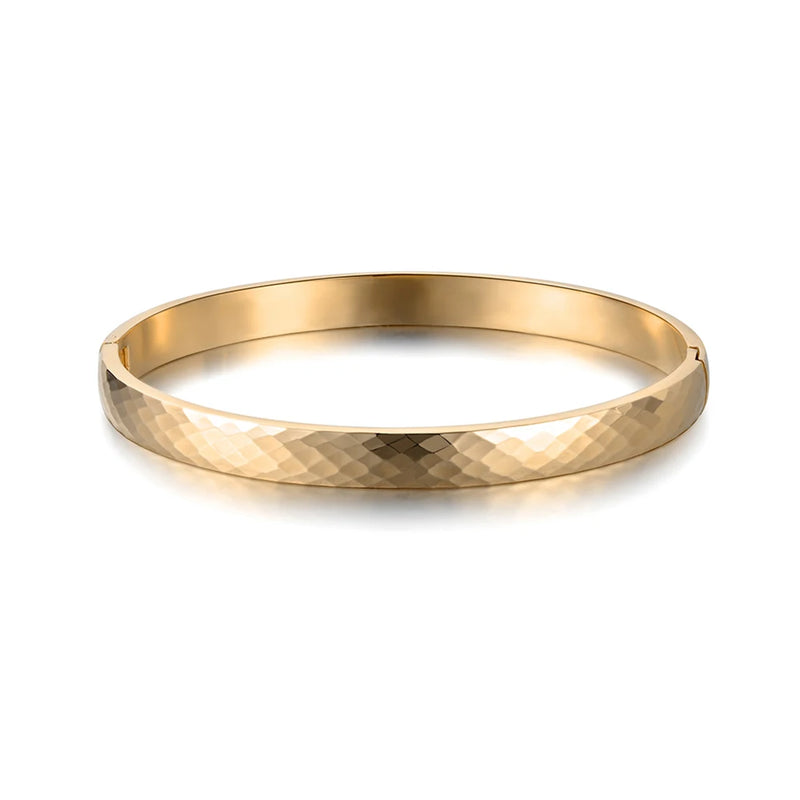 Titanium Steel Cut Surface Cuff Bracelet Bangles Rose Wedding Bangle