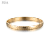 Titanium Steel Cut Surface Cuff Bracelet Bangles Rose Wedding Bangle