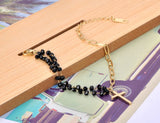 Stainless Steel Crystal Chain Bracelet Bohemia Party Cross Charm Jewelry