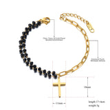 Stainless Steel Crystal Chain Bracelet Bohemia Party Cross Charm Jewelry