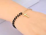 Stainless Steel Crystal Chain Bracelet Bohemia Party Cross Charm Jewelry