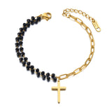 Stainless Steel Crystal Chain Bracelet Bohemia Party Cross Charm Jewelry