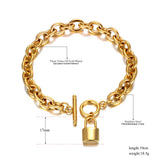 Titanium Stainless Steel Lock Charm Bracelet for Women