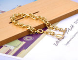 Titanium Stainless Steel Lock Charm Bracelet for Women