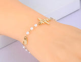 Vintage Stainless Steel Pearl Chain Bracelets Bohemia Party Heart Charm Bracelet