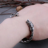 Viking Dragon Head Cuff Bracelet Vintage Silver Stainless Steel Men's Jewelry