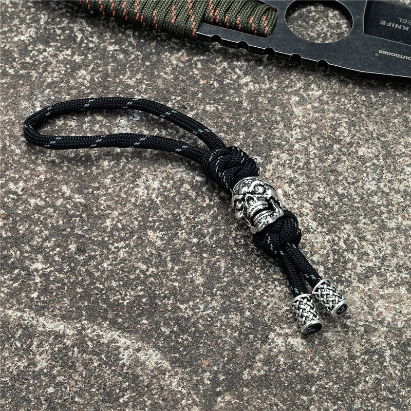 Viking Braided Rope Keychains Vintage Skeleton Pendant Skull Keyring