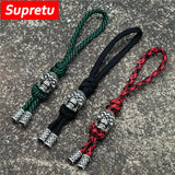 Viking Braided Rope Keychains Vintage Skeleton Pendant Skull Keyring