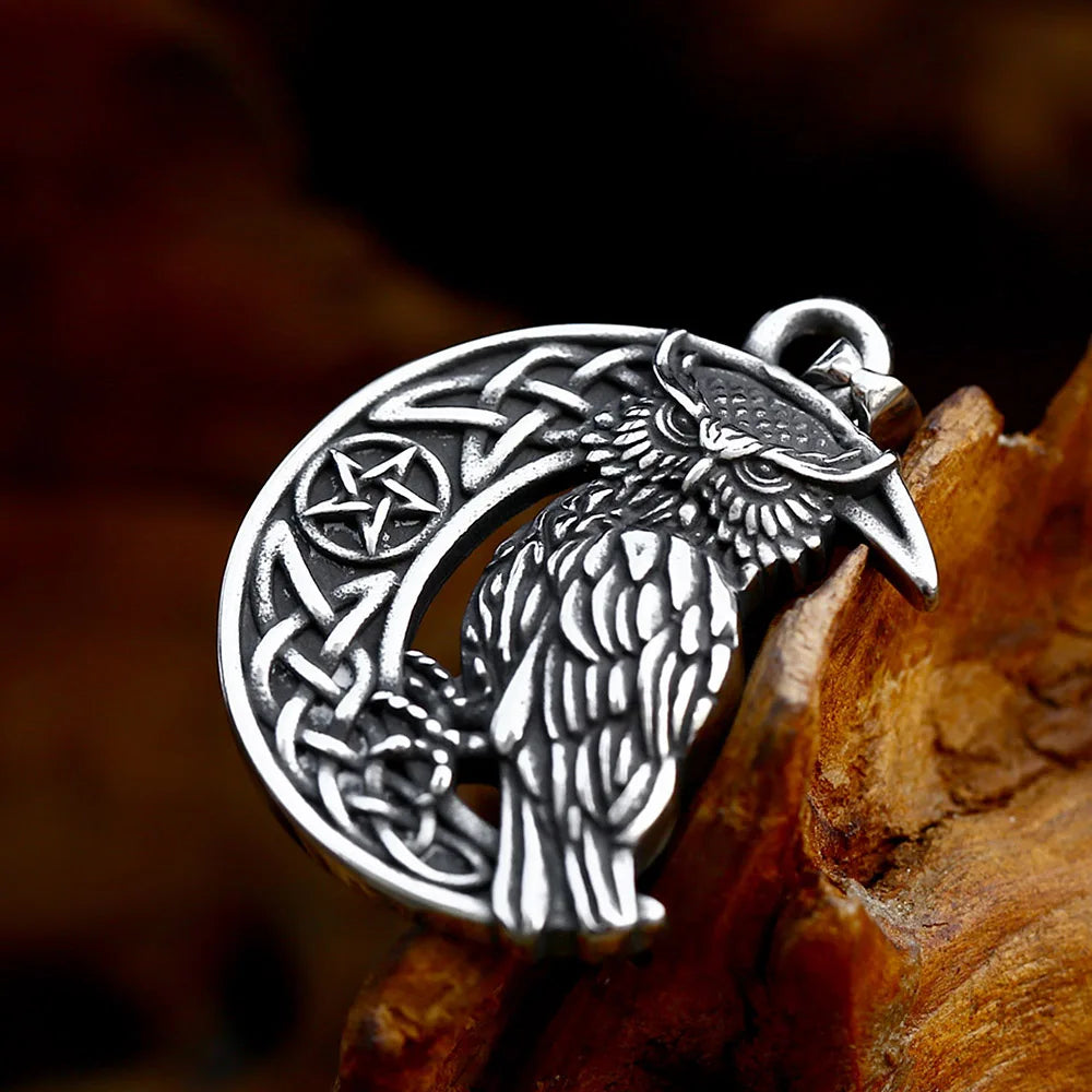 Viking Owl Necklace Stainless Steel Nordic Celtic Knot Pendant Vintage