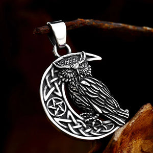 Viking Owl Necklace Stainless Steel Nordic Celtic Knot Pendant Vintage