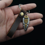 Viking Triangle Rune Pendant Plus Cowhide Keychain Key Pendant