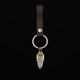 Viking Triangle Rune Pendant Plus Cowhide Keychain Key Pendant