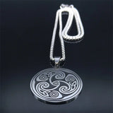 Viking Triskelion Celtic Knot Spiral Triskele Stainless Steel Necklace