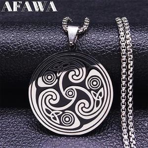 Viking Triskelion Celtic Knot Spiral Triskele Stainless Steel Necklace