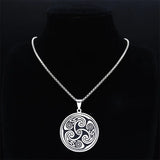 Viking Triskelion Celtic Knot Spiral Triskele Stainless Steel Necklace