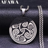 Viking Triskelion Celtic Knot Spiral Triskele Stainless Steel Necklace