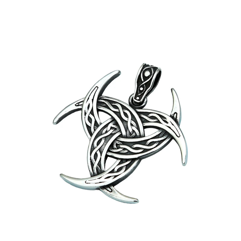 Viking Valknut Stainless Steel Necklace Nordic Celtic Knot Pendant