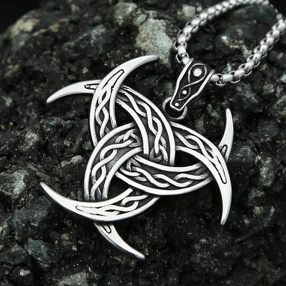 Viking Valknut Stainless Steel Necklace Nordic Celtic Knot Pendant