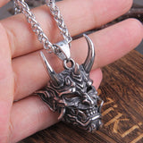 Vikings Stainless Steel Satanic Demon Men Necklace in Wooden Box