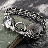 Vikings Stainless Steel Wolf Head Bracelets Men's Wristband Punk Jewelry