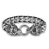 Vikings Stainless Steel Wolf Head Bracelets Men's Wristband Punk Jewelry