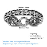 Vikings Stainless Steel Wolf Head Bracelets Men's Wristband Punk Jewelry
