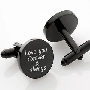 Personalised Engraved Name Cufflinks For Men Stainless Steel Round