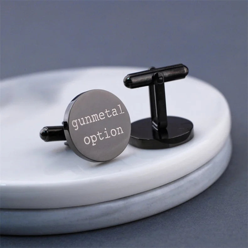 Personalised Engraved Name Cufflinks For Men Stainless Steel Round