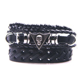 Vintage Gothic Punk Multilayer Leather Bracelet Men Braided Weave Charm Bangles