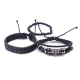 Vintage Gothic Punk Multilayer Leather Bracelet Men Braided Weave Charm Bangles