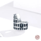Vintage Rome Colosseum Charm 925 Sterling Silver Bead for Bracelet