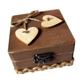 Vintage Style Wooden Ring Bearer Box Heart Ring Pillow Box