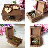 Vintage Style Wooden Ring Bearer Box Heart Ring Pillow Box