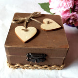 Vintage Style Wooden Ring Bearer Box Heart Ring Pillow Box