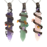 Vinking Jewelry Hexagonal Point Natural Stone Pendant Necklace