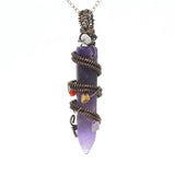Vinking Jewelry Hexagonal Point Natural Stone Pendant Necklace