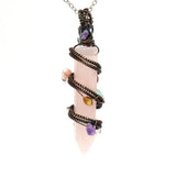 Vinking Jewelry Hexagonal Point Natural Stone Pendant Necklace