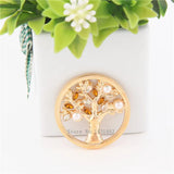 Vinnie Life Tree Coin Disc w/ Pearl & Champagne Stone for 35mm Frame Pendant