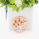 Vinnie Life Tree Coin Disc w/ Pearl & Champagne Stone for 35mm Frame Pendant