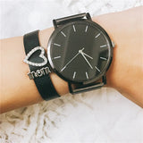 Vinnie Stainless Steel Keeper Bracelet Set with Mesh Wristwatch