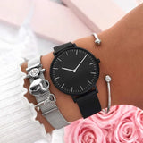 Vinnie Stainless Steel Keeper Bracelet Set with Mesh Wristwatch